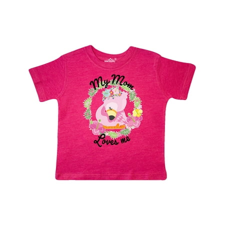 

Inktastic Baby Flamingo My Mom Loves Me in Flower Wreath Gift Toddler Boy or Toddler Girl T-Shirt