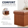 thumbnail image 6 of Ornavo Home 15 Inch Square Storage Ottoman Cube, Tufted Square Faux Leather Storage Ottoman Chest, Footrest, Toy Chest Ottoman with Storage - (Mocha), 6 of 7