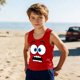 thumbnail image 1 of Camisolas de cuello redondo para niños pequeños y niños a la moda, lindas camisetas con estampado degradado, parte inferior suave sin mangas, camisetas para niñas, 1 of 6