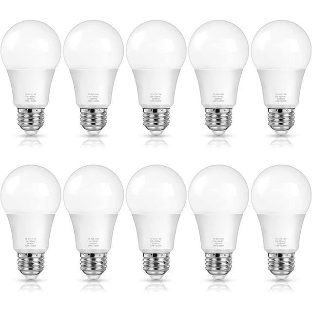 MAXvolador Bombillas LED A19, equivalente a 100 W, luz blanca diurna 5000 K, 1500 lúmenes, base estándar E26, no regulable, bombillas LED blancas brillantes de 13 W para dormitorio, sala de estar, hog
