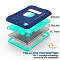 thumbnail image 4 of Dteck iPad Mini Case (no built-in screen protector), iPad Mini 2 Case, iPad Mini 3 Case, iPad mini Retina Case, Three Layer Heavy Duty Shockproof Protective Case with Kickstand, Navy/Mint, 4 of 6