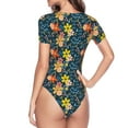 thumbnail image 4 of Easygdp Blue Floral Women's One-Piece Swimsuit Slim Fit Crew Neck Bodysuit Athletic Swimwear with Concealed Buckle - XX-Large, 4 of 9