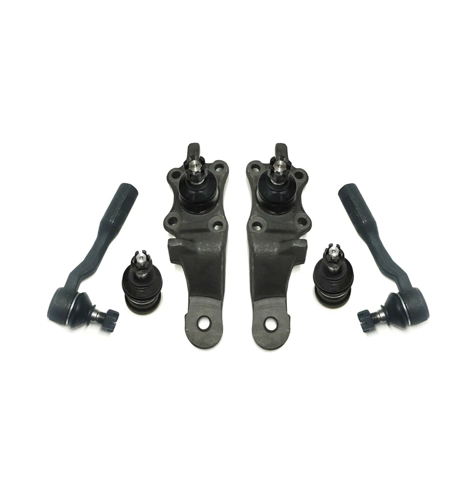 6 Pc Lower Upper Ball Joints + Outer Tie Rod Ends Front Suspension Kit