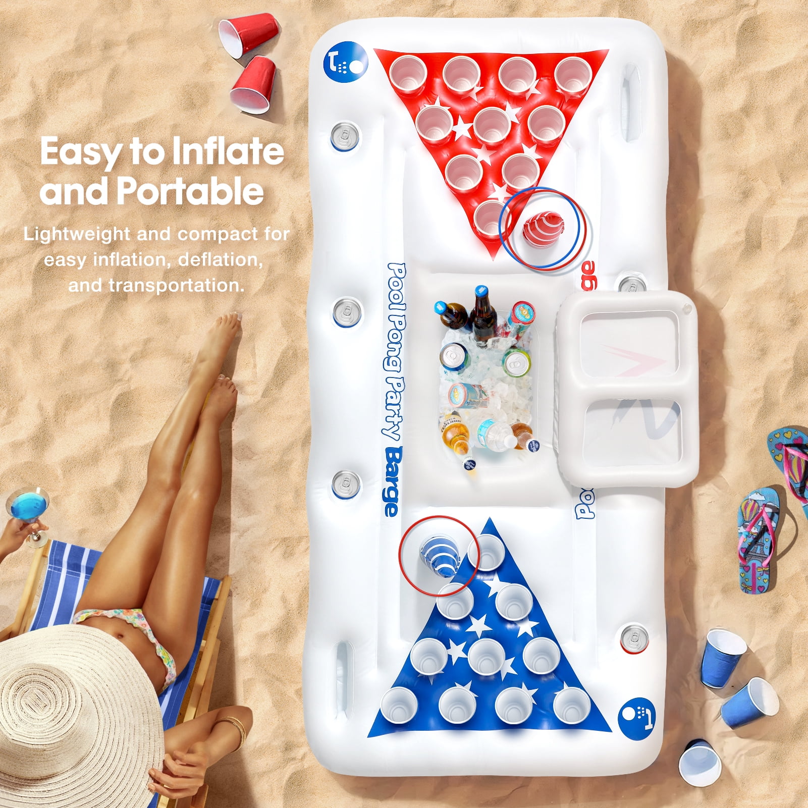 Livhil 71" x 31" Adult Pong Inflatable Pool Game White