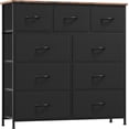 thumbnail image 1 of Commode à 9 Tiroirs, Tour de Rangement en Tissu Noir de 65 Pouces de Hauteur avec Cadre en Métal, Unité d'Organisation pour Chambre, Salon, Garde-Robe, 1 of 5