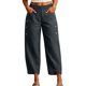 thumbnail image 2 of Neewe Womens High Waist Pants Wide Leg Ankle Casual Button Waist Vacation with Pockets Daily Outfits, 2 of 6