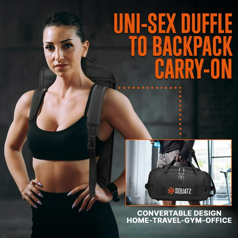 SQUATZ Adjustable Duffle Backpack Convertible Gym Bag