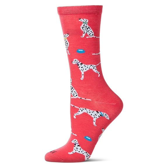 MeMoi Women's Dalmatian Themed Rayon Blend Novelty Crew Sock - Womens - Female, 9-11, Teaberry