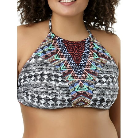 Juniors' Plus-Size Tribal Broadcast Bikini Top