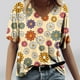 thumbnail image 1 of Fiudx Ofertas Flash Del Día Solo En Línea Camisetas Holgadas de Manga Corta con Cuello En V Informales con Estampado de Moda para Mujer, 1 of 4