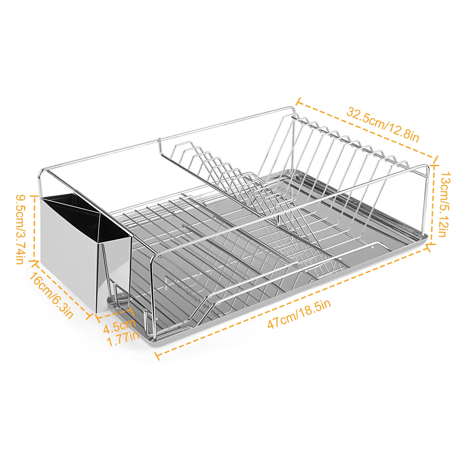 5.12in Tall Stainless Steel Dish Drying Rack ,Cutlery Organizer Drainboard Holder