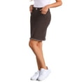 thumbnail image 4 of Faldas de mezclilla para mujer INSPIRE CHIC, desgastadas, de cintura alta, con dobladillo rasgado, faldas de jean lavadas con bolsillos, color marrón, 4 of 5