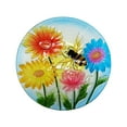 thumbnail image 4 of Alpine Corporation 18" Glass Birdbath w/ Flowers & Bee w/ Metal Stand, 4 of 4