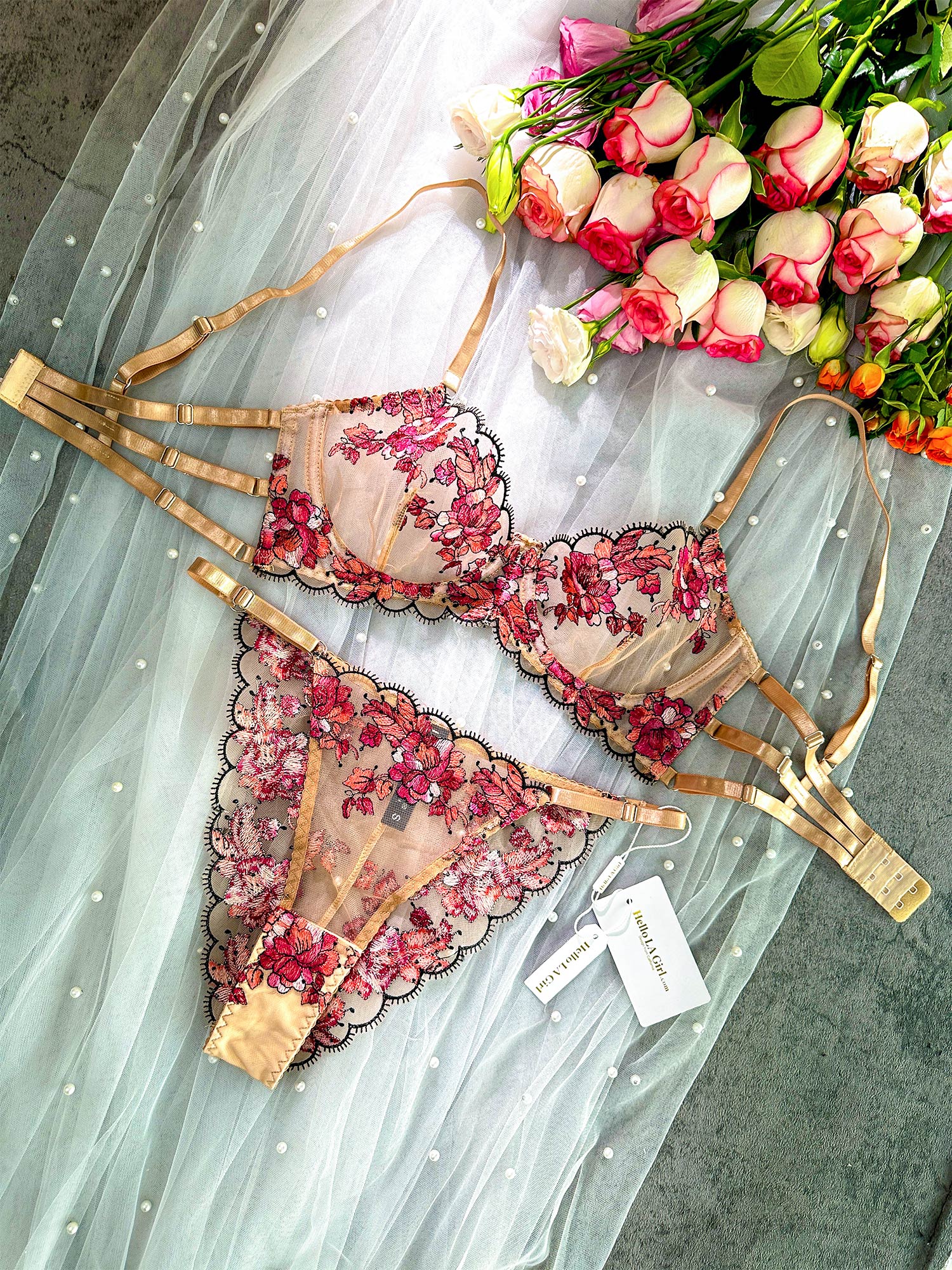 Blossom Elegance Lace Lingerie Set (MULTI, S)