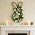 thumbnail image 2 of AYktou Easter Bunny Wreaths 20 Inch Bunny-Shaped Artificial Flower Green Leaves Spring Wreaths Cute Front Door Hanging Ornaments Summer Farmhouse Rabbit Easter Wreath for Holiday Wall Window Decor, 2 of 7