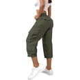 thumbnail image 5 of VBVC Women's Drawstring Cargo Capri Pants , Causal Summer Crop Trousers For Women , Ladies' Lightweight Y2K Pants with Pockets, Army Green , S-2XL, 5 of 7