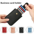 thumbnail image 2 of Huanledash Faux Leather Card Holder Large Capacity Pull-out 6 Slots Solid Color Button Slim Minimalist Portable Business Card Bank Card Driver License Organizer Storage Bag, 2 of 8