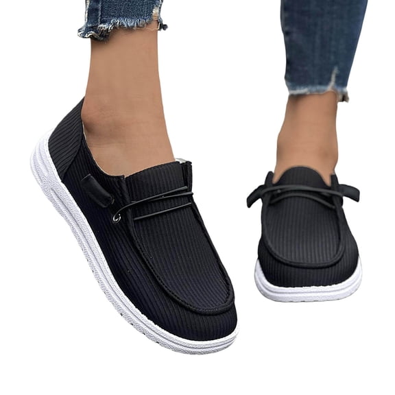 Rokment Wide Width Slip on Loafers Walking Shoes for Women 2026 Spring Fall Cordurory Comfy Nursing Work Driving Tennis Fashion Sneakers Black Size 6