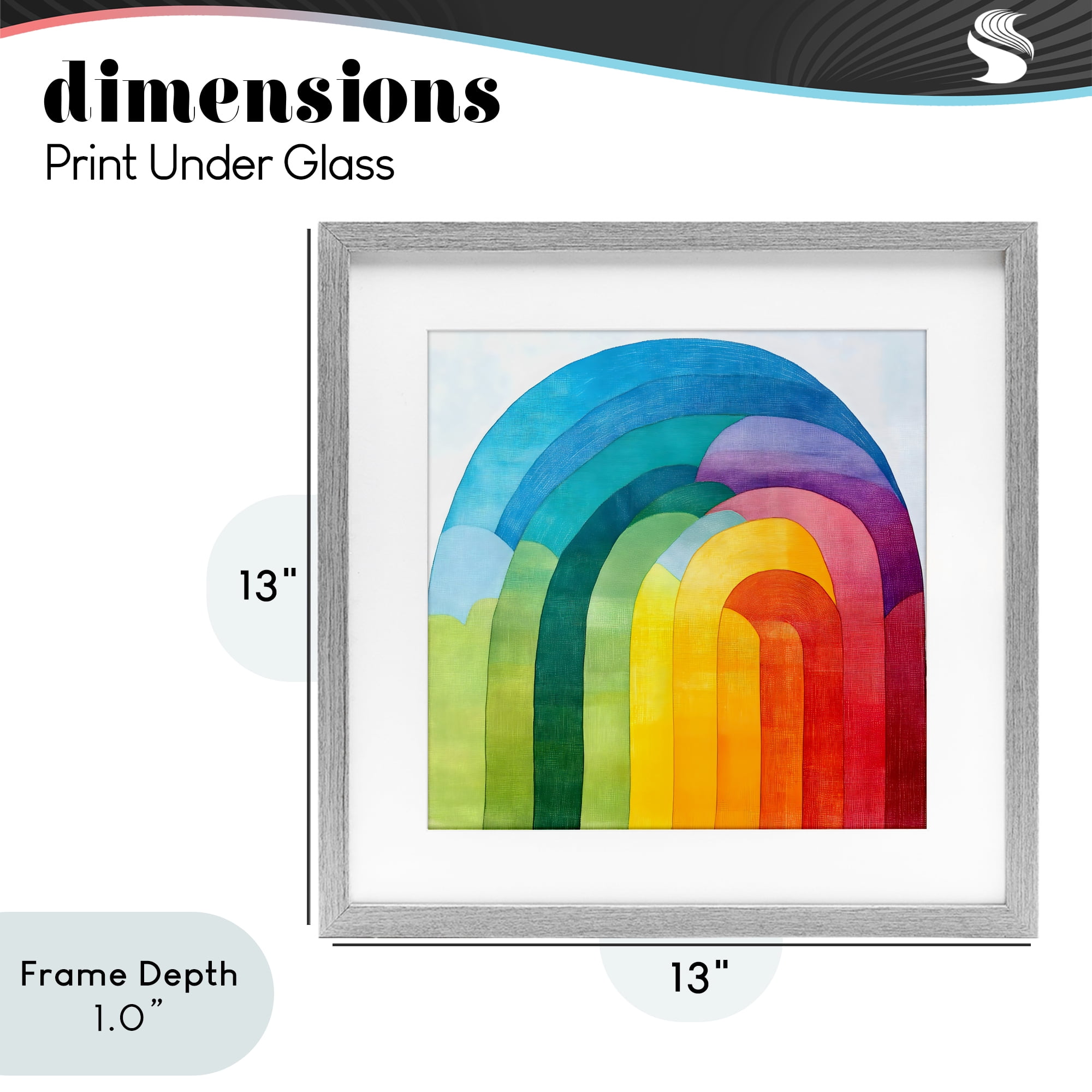 Stupell Industries Vibrant Rainbow Arch Abstraction Gray Framed Print Under Glass, design by Creative Studio