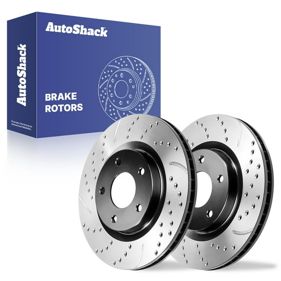 AutoShack Front Vented Drilled & Slotted E-Coated Brake Rotors 2-PC Set Replacement for 2008-2013 Nissan Rogue 2007-2012 Nissan Sentra ShadowGuard 11.65" (295.8 mm)