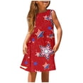 thumbnail image 1 of TJAZFJPA Robes Formelles pour Filles Taille 10-12 Robe Sans Manches pour Fille 4 Juillet Mignonne Imprimé Drapeau Patriotique Ligne Extensible Confortable Robe d'Été Décontractée pour Jouer pour Tout-Petits Enfants Bébé, 1 of 5
