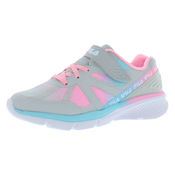 Fila Cryptonic 9 Strap Girls Shoes Size 3.5, Color: Grey/Pink/Blue