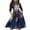 Navy Blue, variant on Women Fair Lady Flower Dress New Retro Ladies Floral Print Frilly dresses Graceful Plearted Vestidos Feminine Dress
