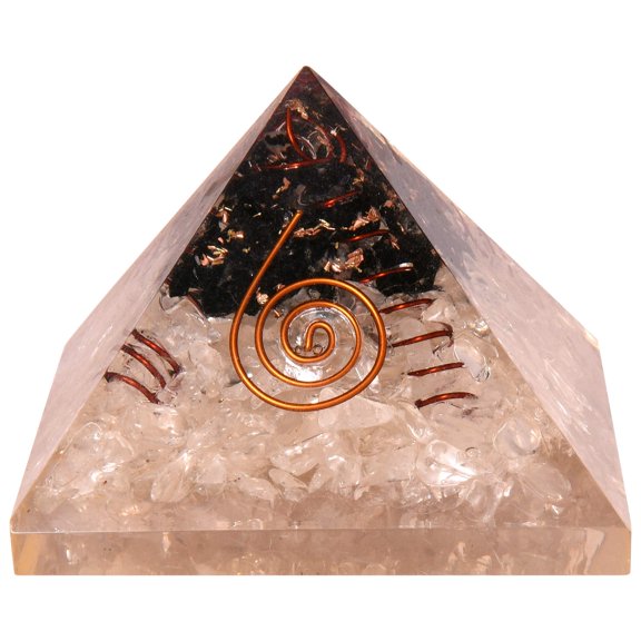 Natural Crystal Energy Generator Clear Quartz and Tourmaline Orgone Pyramid EMF Protection Healing Crystal