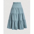 thumbnail image 5 of QATAINLAV Women's High Waist Tiered Midi Skirt Flowy Ruffle Beach Vacation A-Line Skirts Work Solid Casual Summer Clothes Blue M, 5 of 7