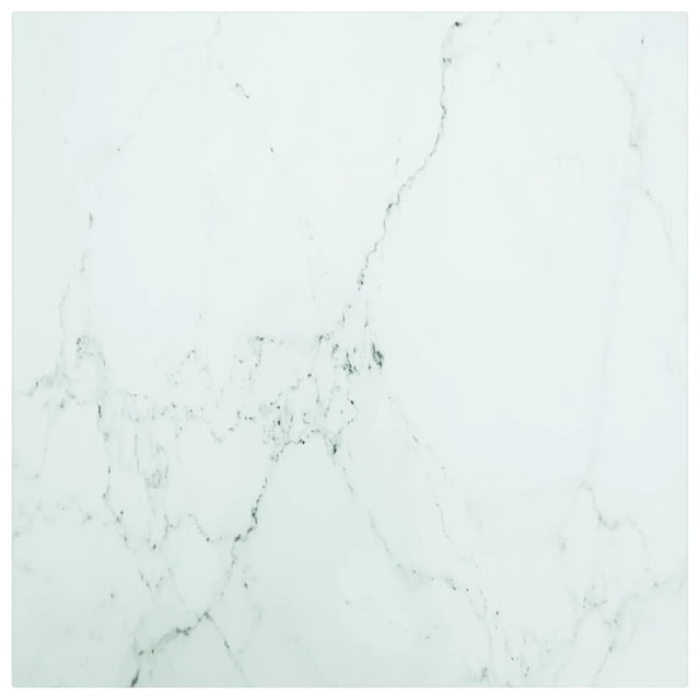 vidaXL Table Top White 60x60 cm 6 mm Tempered Glass with Marble Design
