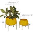 thumbnail image 3 of DecMode Modern Metal Bowl Shape Planter with Yellow Golssy Finish, Set of 2 8", 10"H, 3 of 13