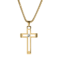 thumbnail image 1 of Collar Hombre de Cruz LUCKMAN, Acero Inoxidable y Zirconia Cúbica, Modelo Pier dorado UNITALLA, 1 of 6