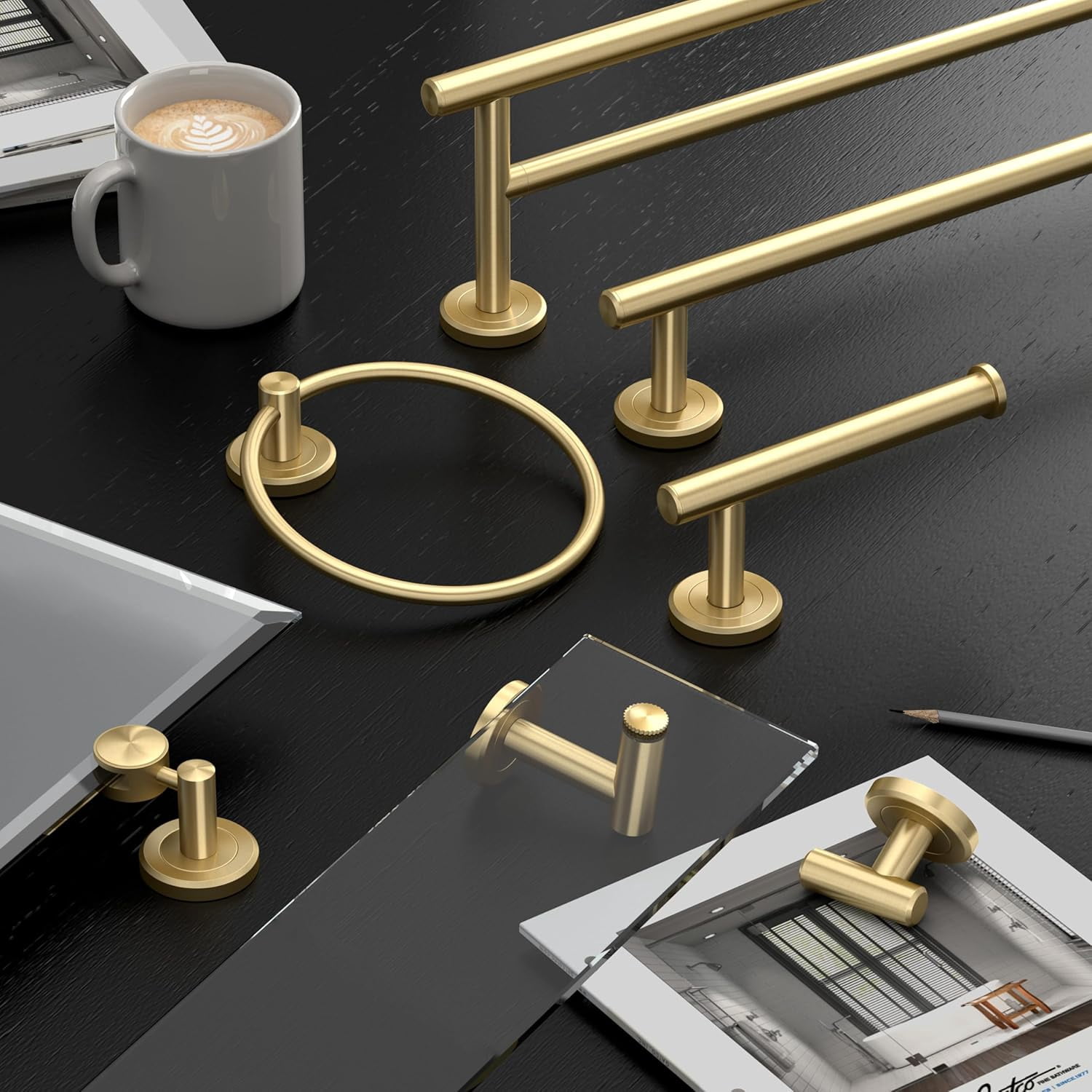 Gatco 1291B Latitude II All Modern Décor 6.5" Double Robe Hook, Brushed Brass