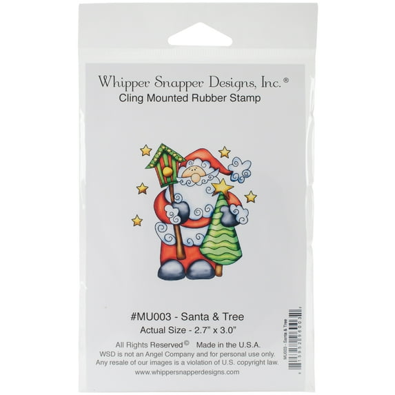 Whipper Snapper Designs MU003 Whipper Snapper Cling Stamp 4"X6" - Santa & Tree