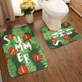 thumbnail image 2 of Yiaed Palm Leaves And Tropical Flowers Print Bathroom Mat Set 2 Pieces Mat Anti-Skid Pad Ultra Soft and Absorbent Bathroom Bath Mat Contour Bath Rugs for Toilet Base, 2 of 6