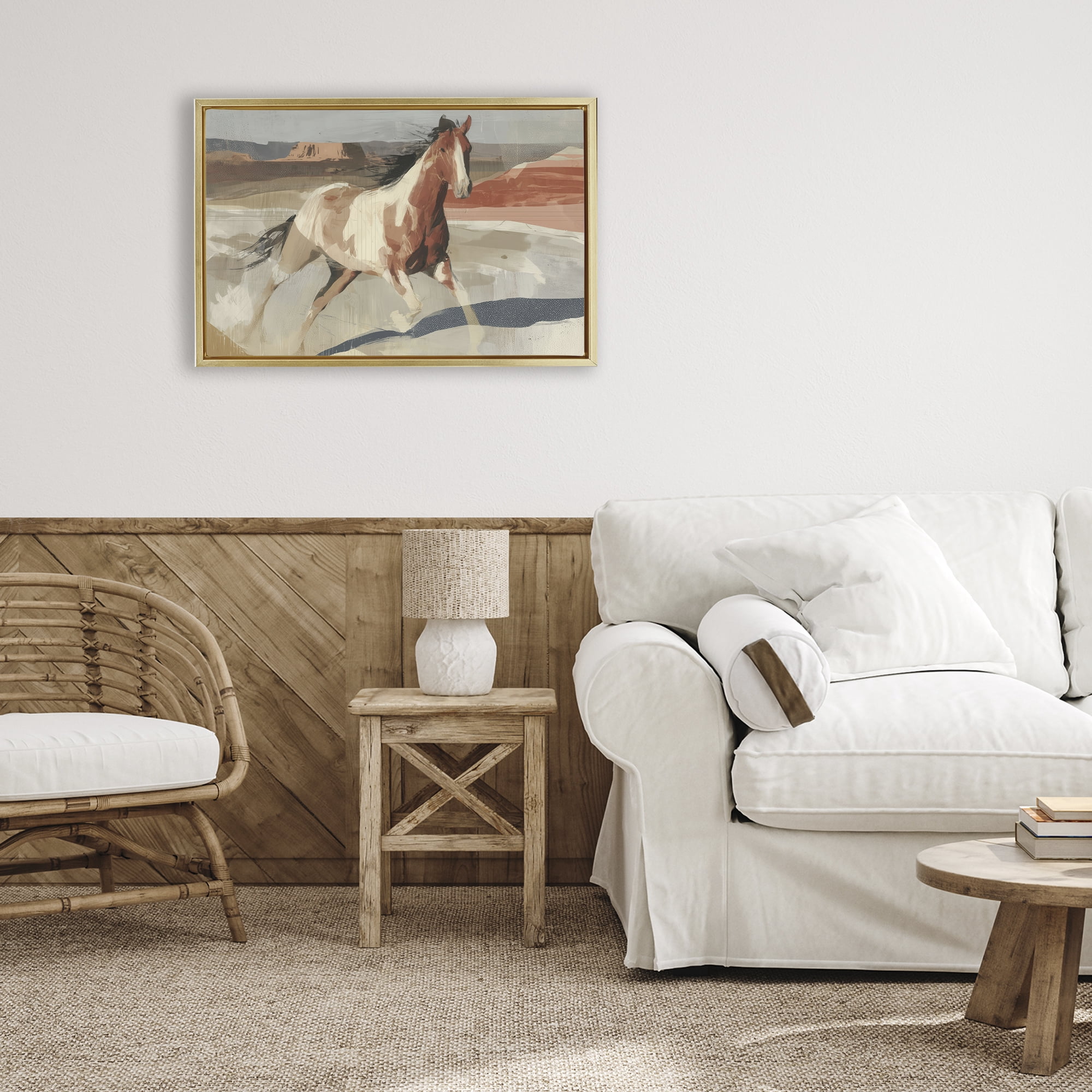 Stupell Industries Wild Horse Across Plains Gold Framed Floater Canvas Wall Art, design by Chromatic Storm Studio