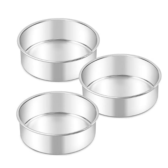 6 Inch Cake Pan Set of 3, Stainless Steel Round Smash Cake Baking Pans Tins, Bakeware for Birthday Wedding Party, Leak-proof & Mirror Finish