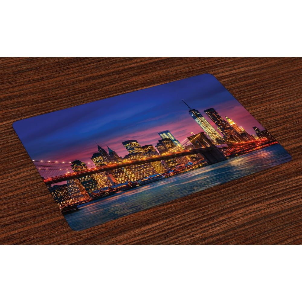 New York Placemats Set of 4 NYC That Never Sleeps Reflections on