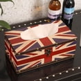 thumbnail image 4 of Caja de pañuelos de madera Brillar estilo bandera vintage para oficina en casa, 4 of 5