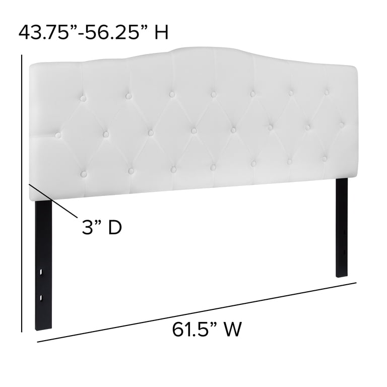 Emma + Oliver Tufted Queen Headboard, White Fabric photo 7