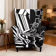 thumbnail image 3 of HUISEFOR Black White Geometric Wingback Chair Covers, Stretch Wing Chair Slipcovers, Full Protection, Anti‑Slip & Wear‑Resistant, Stretchable, for Living Room Wingback Sofa Chair, 3 of 7