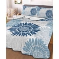 thumbnail image 3 of Quilts Twin-XL Size Bedding Set, Blue Grey Sunflowers Lightweight Quilted Comforter, Boho Vintage Floral Rustic Blossom Soft Reversible Bedspread Coverlet with Pillow Covers for All Season, 68" x 98", 3 of 7