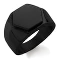 thumbnail image 1 of Stainless Steel Hexagon Crest Biker Style Polished Signet Ring, 1 of 2