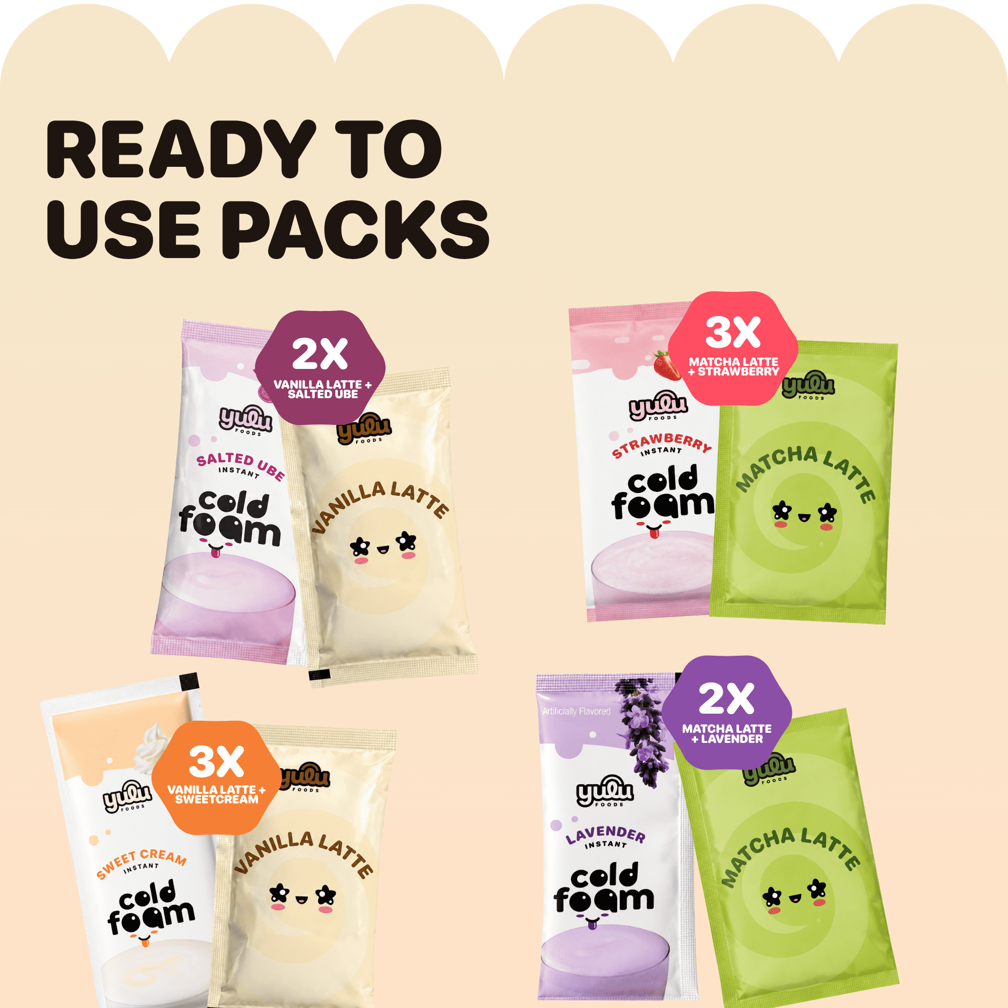 Instant Cold Foam Latte Kit - Variety Starter Pack 10 DRINKS NET WT 16.93 oz (480g)