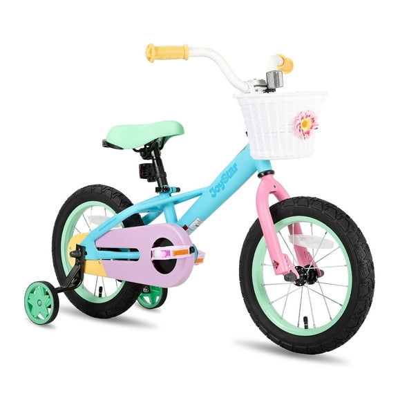 JOYSTAR 12" 14" 16" Kids Bike for 2-7 Years Girls 33-53 Inch Tall, Rainbow Toddler Bicycle with Basket, Training Wheels & Coaster Brake, 85% Assembled, Macarons
