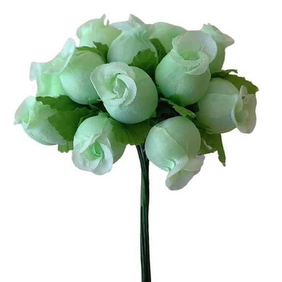 Mint Green Artificial Silk Flower Roses - 12 Mini Bouquets of 12 Rosebuds, 144 Rosebuds Total, Wedding, Easter, Reception, Anniversary, Bridal Shower