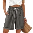 thumbnail image 7 of Only Moment Women's Drawstring Sweat Shorts Jute Casual Elastic High Waisted Wide Leg Cute Dressy Beach Shorts 2026 Vacation Beach Clothes Bike Shorts Wowomen Dark Gray,S, 7 of 7