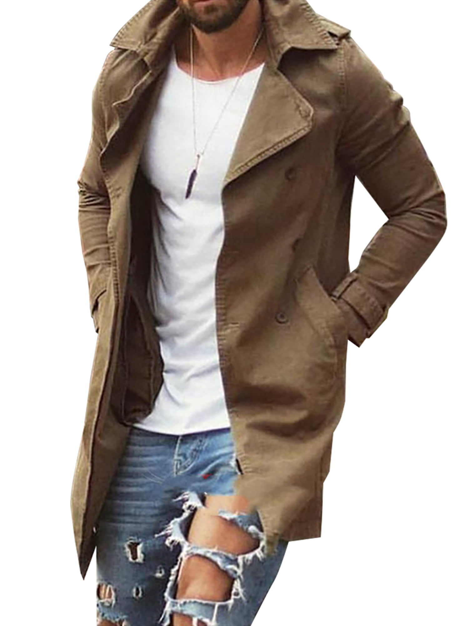 Men's Winter Lapel Plus Size Trench Outerwear Jackets Coats Outdoor ...