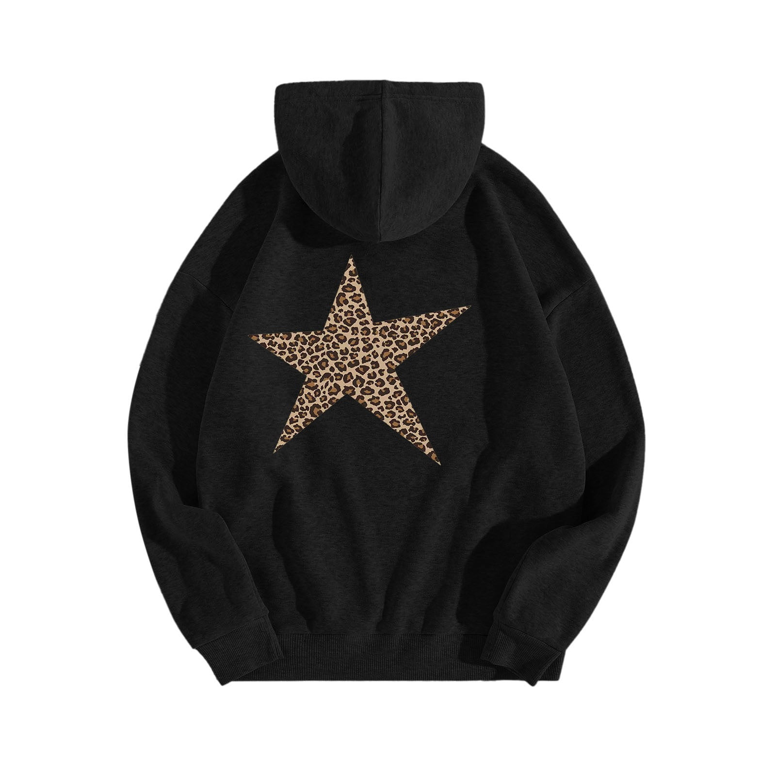 Leopard Star Hoodies for Women Oversized Cheetah Graphic Long Sleeve Hooded Sweatshirt Fashion Y2k Streetwear Pullover Tops