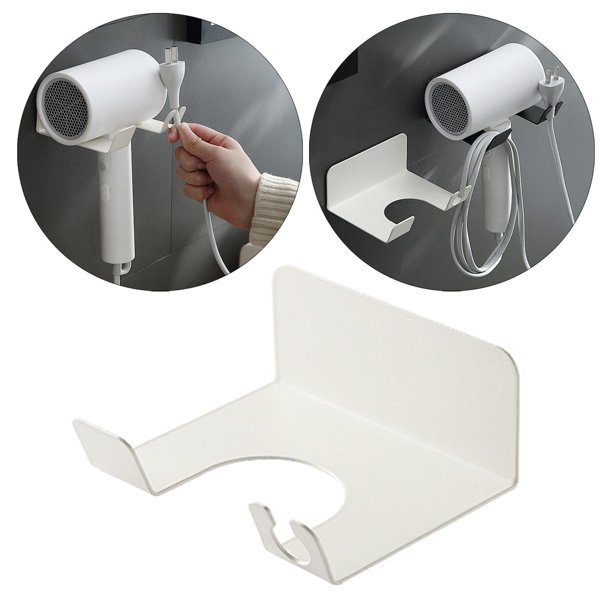 Soporte para de pelo sin punzón adhesivo sin para baño blanco Colcomx Soporte para secador de pelo